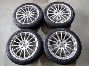 YS11634【送料無料225/45R18】エスティマ オデッセイ レヴォーグなどへ 2020年製 中古スタッドレスセット ■18×7.5J 114.3/5H ET53■