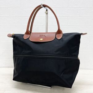 和524★⑤ LONGCHAMP LE PLIAGE EXT ロンシャン ルプリアージュ ハンドバッグ フランス製 ブラック レディース