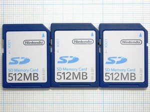 ★Nintendo ＳＤメモリーカード ５１２MB ３枚 中古★送料６３円～