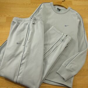 ◎使用少なめ！M-L 上下セット！NIKE ナイキ◆セットアップ ジャージ 裏フリース ジャケット&パンツ 秋冬！◆メンズ グレー◆BA0987