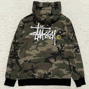 Lサイズ★STUSSY ステューシー ジップパーカー フーディ ダック生地 アクティブ ジャケット ブルゾン カモフラ 迷彩 ミリタリー 両面刺繍