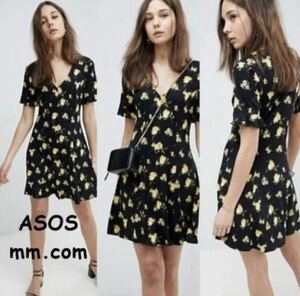 エイソス asos 花柄 フラワー ミニワンピース UK6