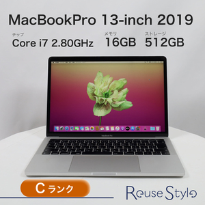 MacBookPro 13インチ 2019 Thunderbolt 3×4　ランク：C カラー：シルバー　ストレージ：512GB 　メモリ：16GB　 JIS配列