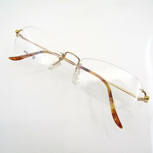 【送料無料】 古い 眼鏡 メガネ フレーム レンズあり 枠無し ツーポイント HOYA JLP002 GP ピンフィール RFG 52 MADE IN JAPAN Y019