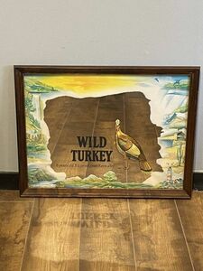 【送料無料】 1970年代 ワイルドターキー WILD TURKEY パブミラー 鏡 非売品 ストアディスプレイ 店舗什器 ヴィンテージ S0060