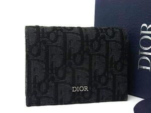 ■新品■未使用■ ChristianDior クリスチャンディオール トロッター キャンバス カードケース 名刺ケース ブルーグレー系 AZ4622