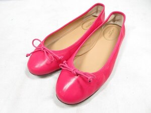 HH 美品【ジェイアンドエムデヴィッドソン J&M DAVIDSON】リボン付き♪ フラットパンプス 靴 (レディース) size37 ピンク ◎18LZ3980◎