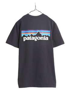 18年製 パタゴニア 両面 プリント 半袖 Tシャツ メンズ S / 古着 Patagonia アウトドア P6 ボックスロゴ バックプリント クルーネック 紺