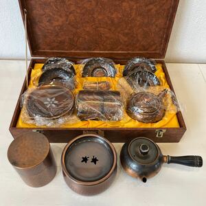 金属工芸 銅製品 茶器揃 茶托 まとめ 中古品・未使用品 混載 純銅製 新光堂 急須 等 茶筒 茶さじ 