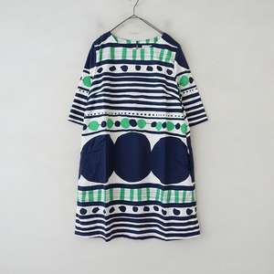 マリメッコ marimekko *PIHLA コットンプリントワンピース*38綿総柄ノーカラードレスチュニック(25-2405-387)【81F42】