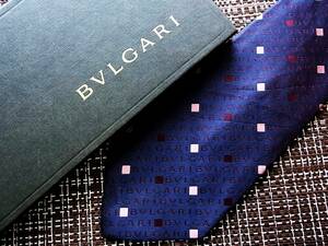 ☆状態並N☆5790■【BVLGARI】ブルガリ【総ロゴ】 「最高級セッテピエゲ」 ネクタイ