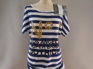 ジョイリッチ★半袖Tシャツ★レディース★未使用★ボーダー柄×チェーン柄×ロゴモチーフ英字プリント★XSサイズ★JOYRICH