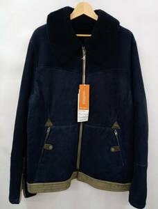 タグ付き NIGEL CABOURN ナイジェル ケーボン リバーシブル レザー ムートン ジャケット 8041-67-90000 XL ネイビー ベージュ カーキ 冬