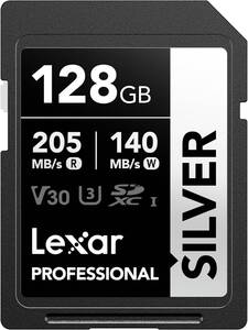 128GB Lexar Professional SILVER SDXC UHS-I カード C10 U3 V30 4K UHD 