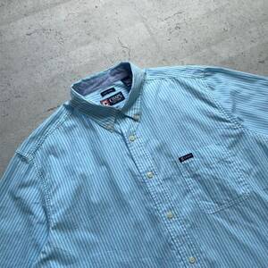 ポロラルフローレン CHAPS ポケット付き ストライプ ボタンダウンシャツ ブルー×ホワイト XL rrl ラルフローレン