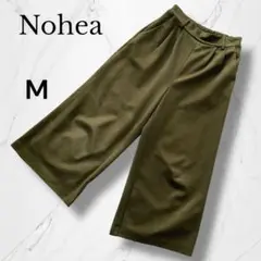 【Nohea】ツータックイージーワイドパンツ ガウチョパンツ　Mカーキグリーン