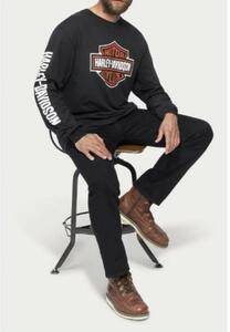 新品HARLEY -DAVIDSON XL バー＆シールド ロンT L/S 黒 バー＆シールド ロングスリーブ グラフィック 