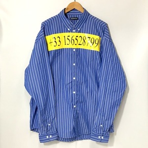 BALENCIAGA stripe long sleeve shirt テレフォンストライプロングスリーブシャツ メンズ 38 ブルー系 バレンシアガ トップス A3158◆