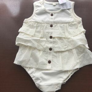 ★新品★女の子★80★ロンパース★オフホワイト★生成り★タンクタイプ★レース使い★お洒落★No11★