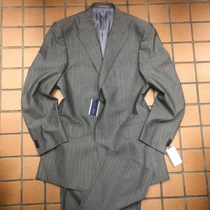 新品【サイズA7 XL★スタイリッシュ】2Bシングルスーツ メンズスーツ グレー 背抜き サイドベンツ 1タック セットアップ ストライプスーツ