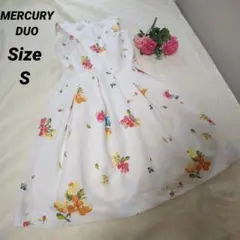 【かわいい☆MERCURY DUO】白　花柄ワンピース　かわいい　サイズS