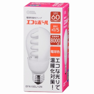 電球形蛍光灯 E26 60W相当 電球色 エコなボール EFA15EL/12N 04-5420 オーム電機