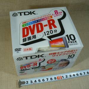TDK　DVD-R120PWX10K　録画用DVD-R　120分/8倍速対応/インクジェットプリンタ対応/ホワイトディスク/日本製　10PACK　未開封品！