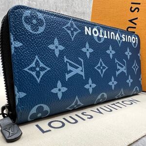 【現行 未使用級 完売品】ルイヴィトン LOUIS VUITTON ヴェルティカル 長財布 ラウンド モノグラム メンズ ビジネス ブルー 青 M82799