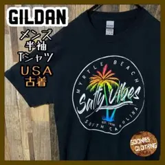 ハワイアン ツリー ギルダン M ブラック メンズ USA古着 半袖 Tシャツ