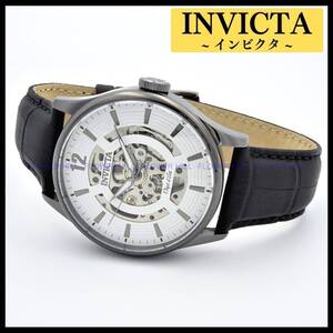 【新品・送料無料】インビクタ INVICTA 腕時計 オブジェクトDアート Objet D Art 22597 自動巻き ガンメタル レザーバンド スケルトン