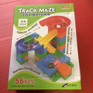 TRACK MAZE TOY BRICKS ブロックの迷路を組み立てボールを転がす　56ピース☆size:(完成品) 120×168×112.5㎜　おもちゃ　知育玩具