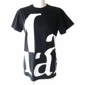 未使用品△正規品 Maison Margiela 1 メゾンマルジェラ 1 S51GC0496 ロゴ入り 半袖 Tシャツ レディース S ブラック×ホワイト 伊製 タグ付