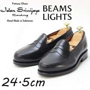 美品◆BEAMS LIGHTS ビームス ライツ×Jalan Sriwijaya ジャランスリウァヤ 別注 カーフ レザー コイン ローファー 黒 ブラック 6