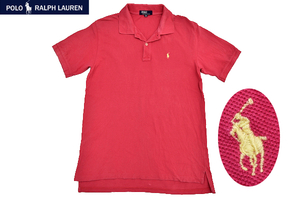 S-9507★送料無料★美品★Polo by Ralph Lauren ポロ ラルフローレン★正規品 ピンク色 鹿の子 スポーツ ゴルフにも 半袖ポロシャツ 160cm