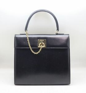 セリーヌ/CELINE/レザー/チェーンロック金具/ハンドバッグ/ブラック/ヴィンテージ 