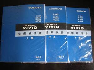 絶版品★ヴィヴィオVIVIO 整備解説書上・中・下3冊 1992/3（稀少青色表紙）