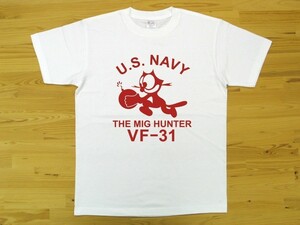 U.S. NAVY VF-31 白 5.6oz 半袖Tシャツ 赤 S ミリタリー トムキャット VFA-31 USN