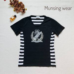 美品☆厳選　大人カジュアル♪　定価1万　マンシングウェア　Munsing wear　半袖Tシャツ　ボーダー　S　マリン風