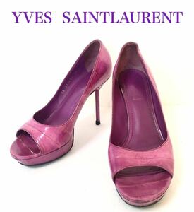 Yves saint Laurent イヴサンローラン　ピンヒール　オープントゥ　パンプス　ハイヒール　レザー　サイズ36(23cm) ピンク　イタリア製