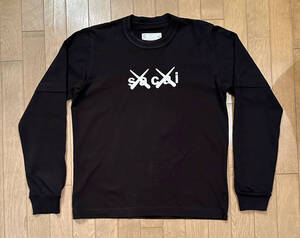 ■sacai × KAWS 極美品 21SS Flock Print L/S T-shirt BLACK-2 21-0287S サカイ カウズ