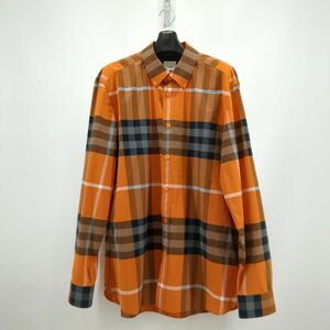 BURBERRY バーバリー シャツ メンズ オレンジ SIZE L チェック ◆3118/静岡清水店