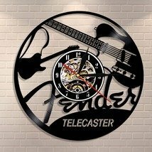 PYD74★30cm レコード盤 楽器壁掛け時計音楽 ギター フ テェンダーレキャスター イ 人気ンテリア ディスプレイ 