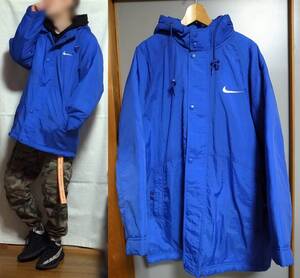 90s ナイキ ヴィンテージ ビッグスウッシュ 中綿ジャケット コート ナイロンジャケット M 青 ブルー NIKE vintage BIG SWOOSH JACKET