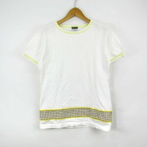 エバノバ 半袖Tシャツ チェック柄 クラビオン ミズノ 日本製 レディース Lサイズ ホワイト×イエロー EVANOVA