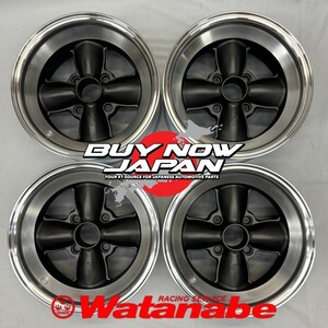 4本セット【在庫あり即納】RS Watanabe 4S TYPE 14×7.5J-3.5 4H-114.3 ブラックリムS / 14インチ ワタナベ アルミホイール