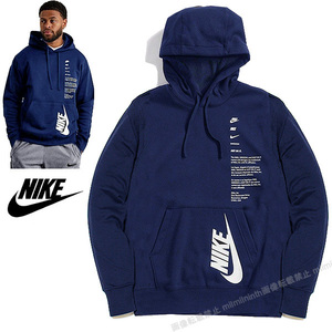 送料無料▼新品 2XLサイズ NIKE ナイキ 裏起毛 ビッグロゴ スウェット パーカー メンズ クラブ フリース プルオーバー L/S フーディ 紺 XXL