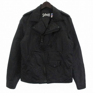 ショット SCHOTT 美品 ライダースジャケット ナイロン 黒 ブラック S メンズ