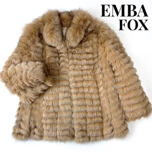 【美品】EMBA エンバ◇FOX ブルーフォックス◇リアルファー 本毛皮コート レディース サイズ11 ブラウン系 茶色系 狐 キツネ