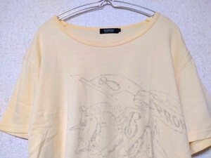 BURBERRY BLACK LABEL　三陽商会　ビッグロゴ　ホース　馬　Tシャツ　半袖　メンズ　サイズ　4 淡黄色　バーバリー　ブラックレーベル