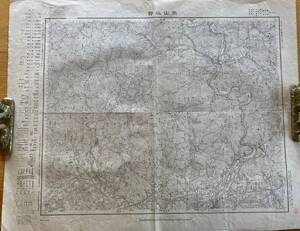 大正元年岡山北部地図　大日本帝国陸地測量部　中国鉄道山陽本線等路線一部・練兵場東射撃場陸軍墓地工兵隊作業場・財田村横井村伊嶋村等